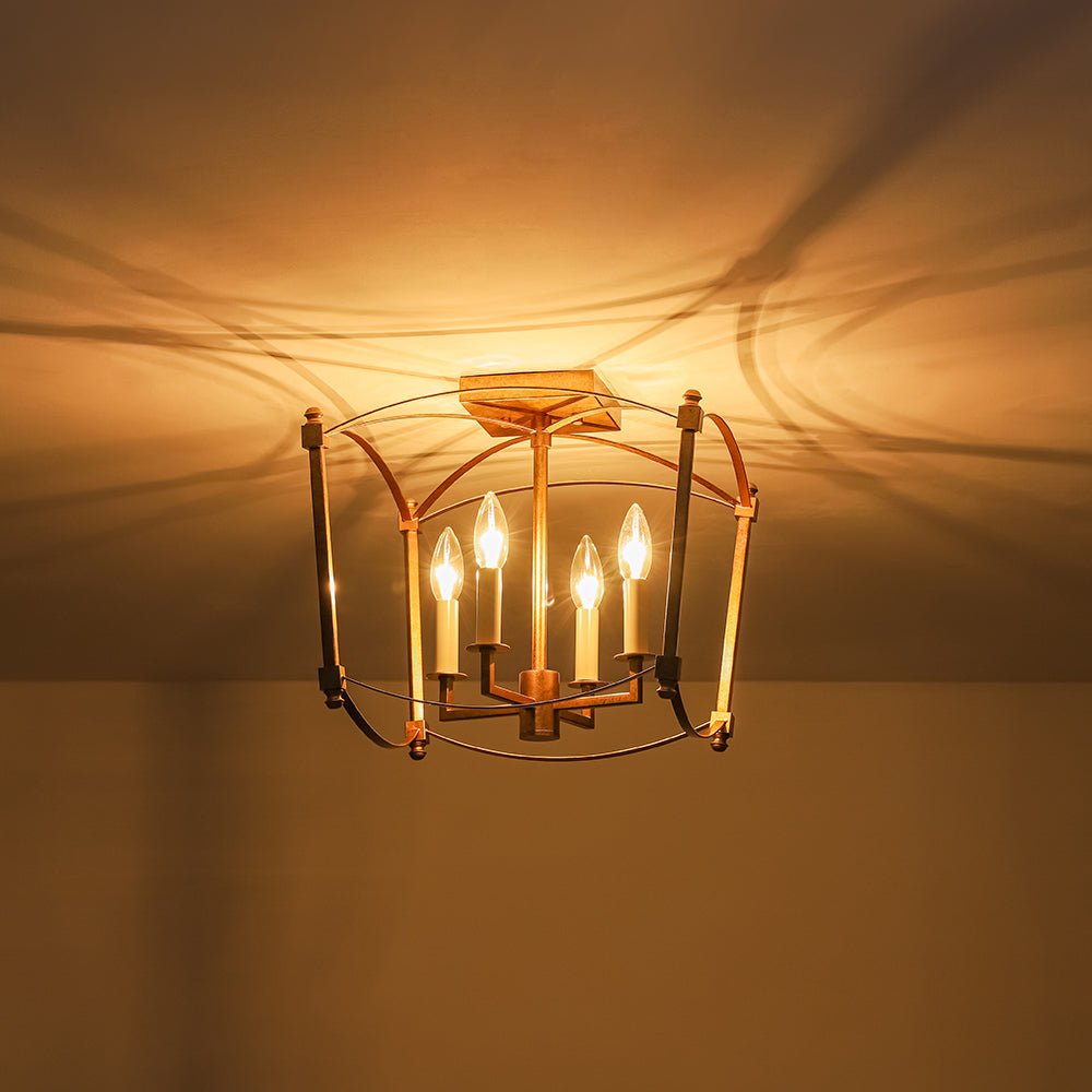 Luston Antique Candle Style Metal Semi Flush Ceiling Light - Lamp Copper