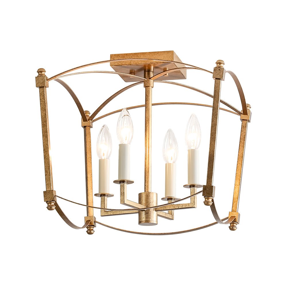 Luston Antique Candle Style Metal Semi Flush Ceiling Light - Lamp Copper