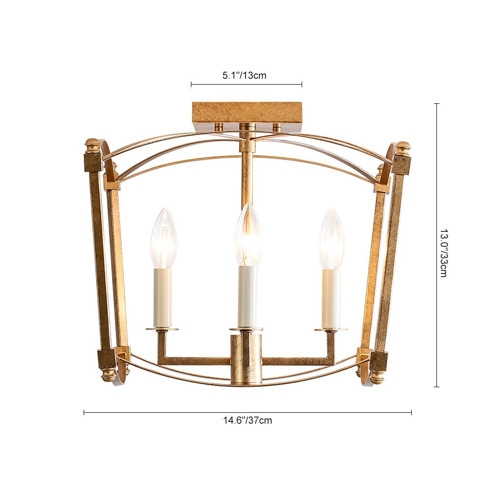 Luston Antique Candle Style Metal Semi Flush Ceiling Light - Lamp Copper