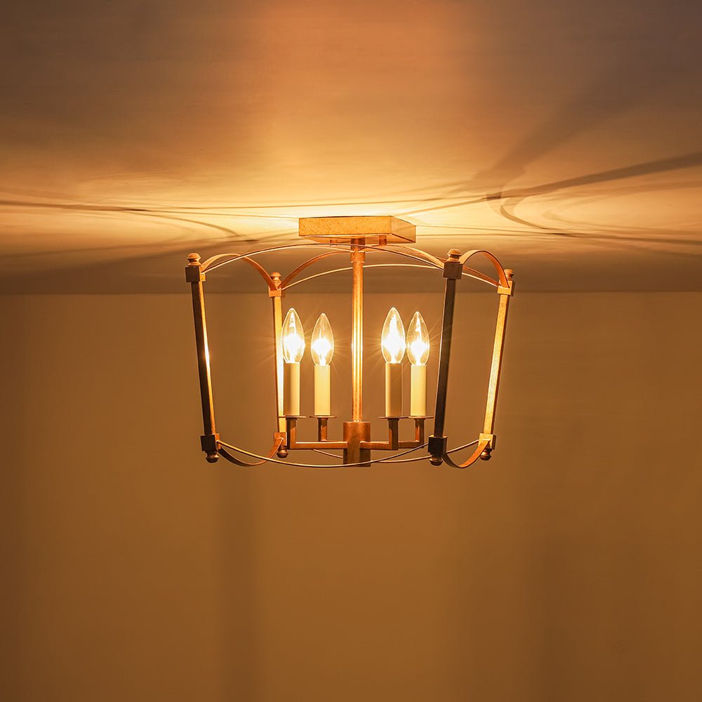 Luston Antique Candle Style Metal Semi Flush Ceiling Light - Lamp Copper
