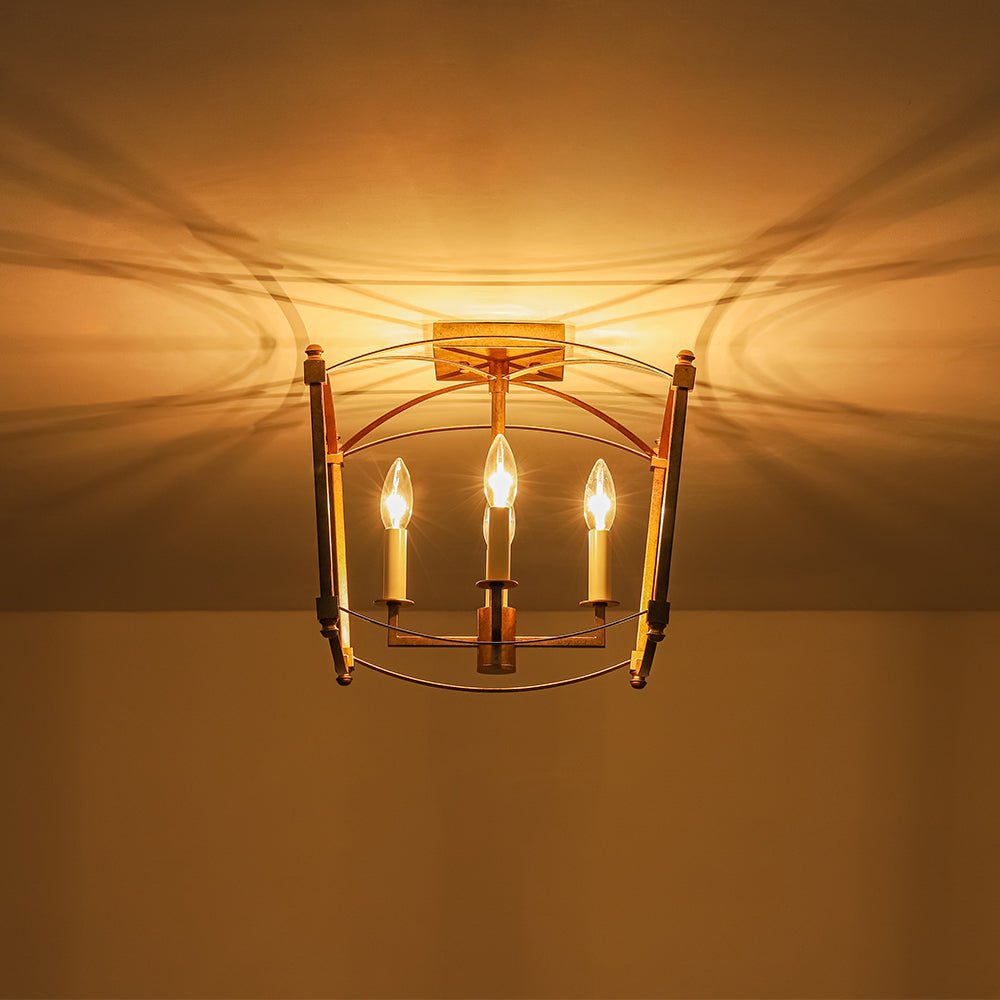 Luston Antique Candle Style Metal Semi Flush Ceiling Light - Lamp Copper