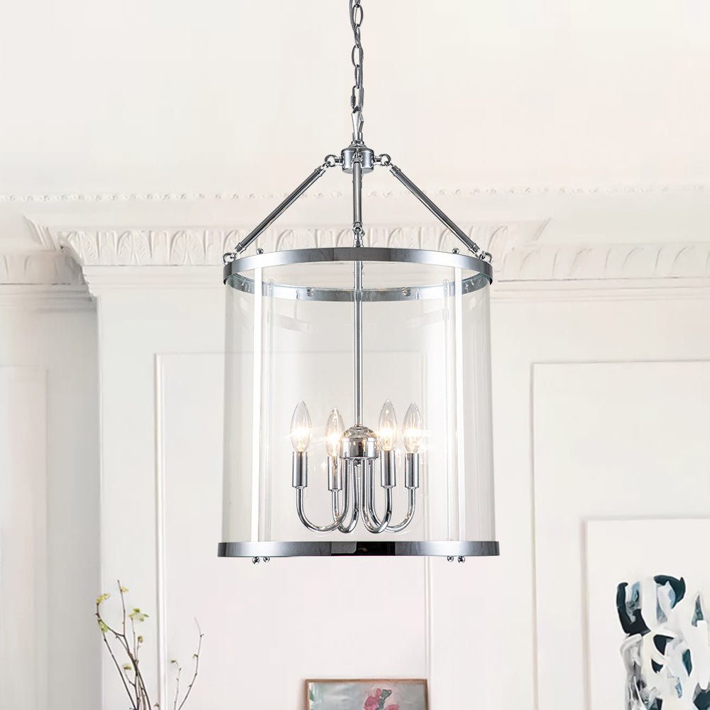 Elvera Industrial Glass Cylinder Pendant Light - Lamp Copper