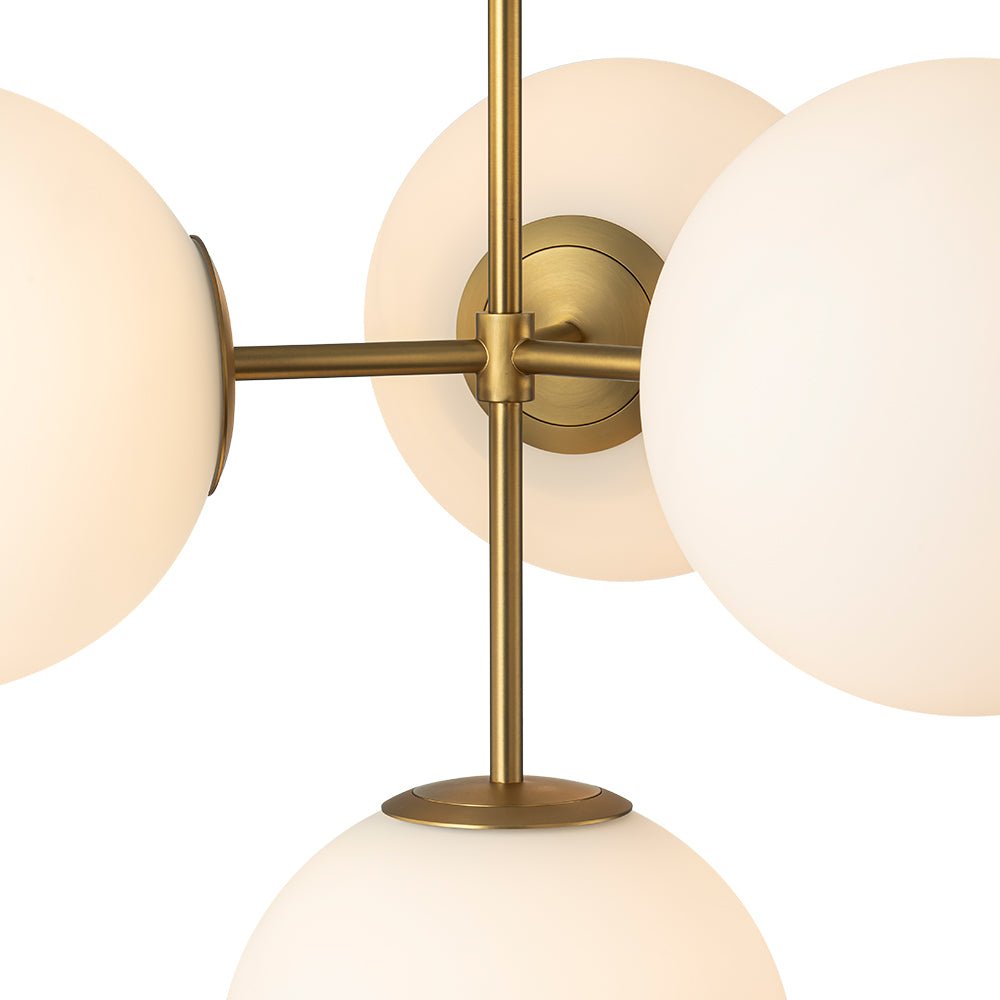 Astria Minimalist Opal Glass Semi Flush Chandelier - Lamp Copper