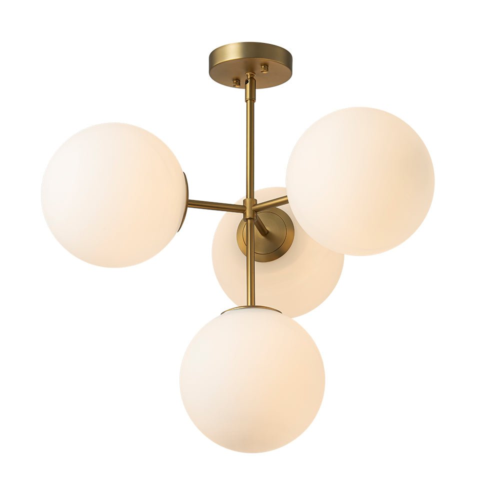 Astria Minimalist Opal Glass Semi Flush Chandelier - Lamp Copper