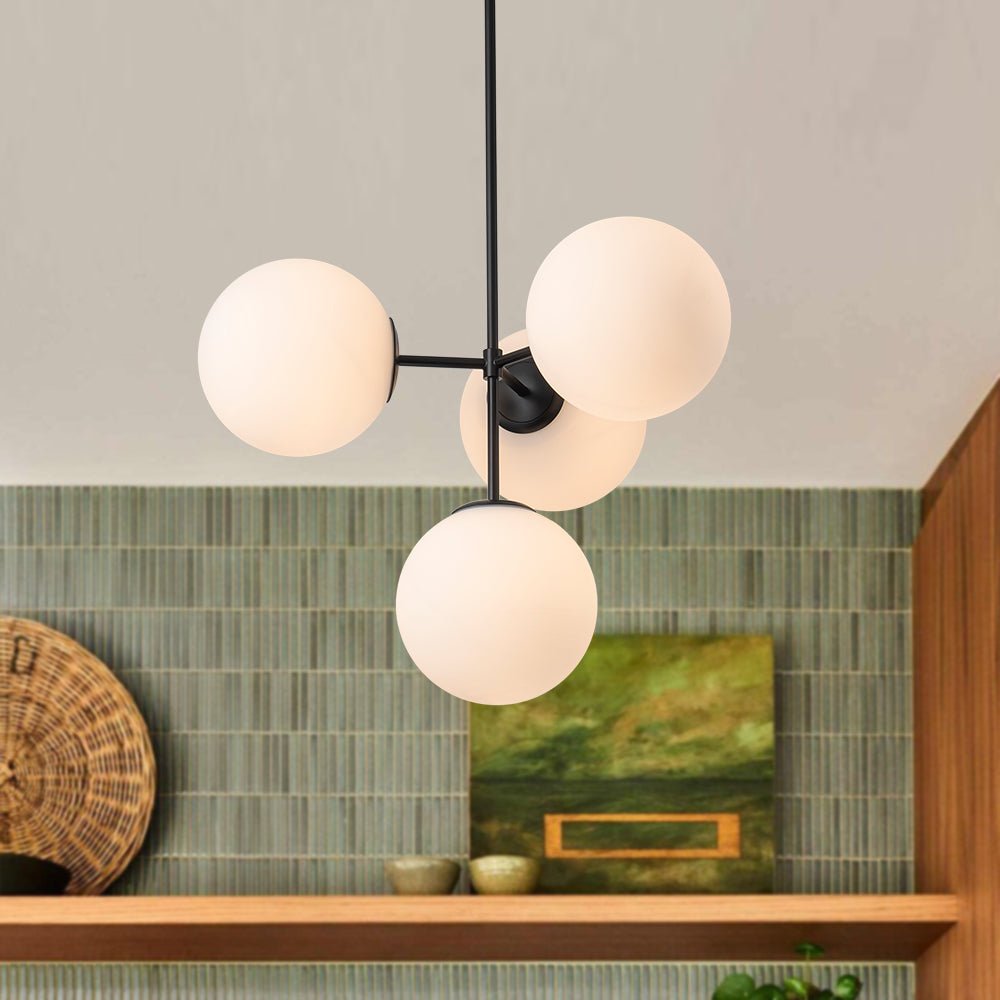 Astria Minimalist Opal Glass Semi Flush Chandelier - Lamp Copper