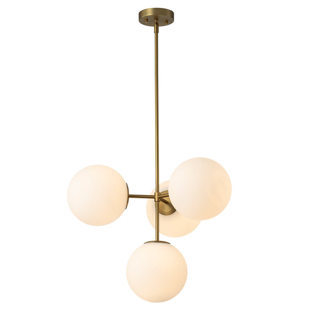 Astria Minimalist Opal Glass Semi Flush Chandelier - Lamp Copper