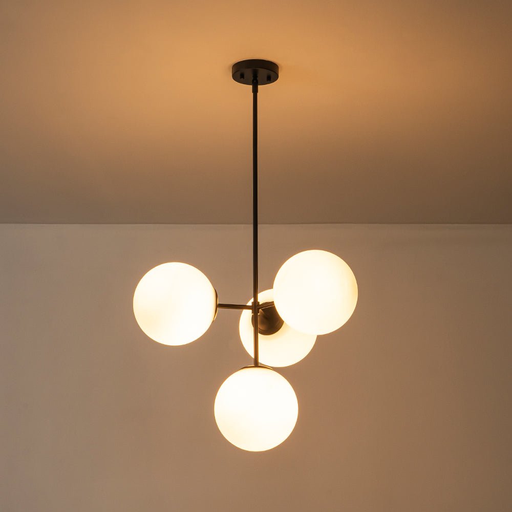 Astria Minimalist Opal Glass Semi Flush Chandelier - Lamp Copper