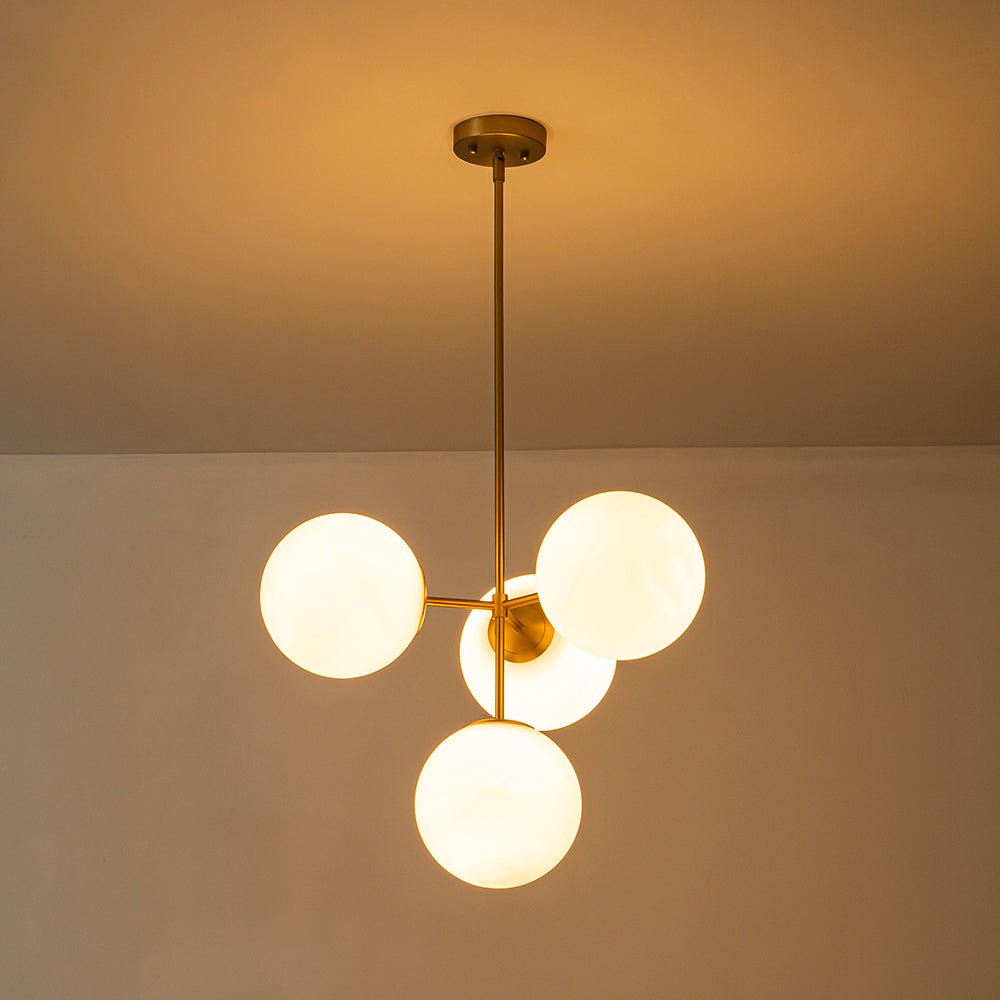 Astria Minimalist Opal Glass Semi Flush Chandelier - Lamp Copper