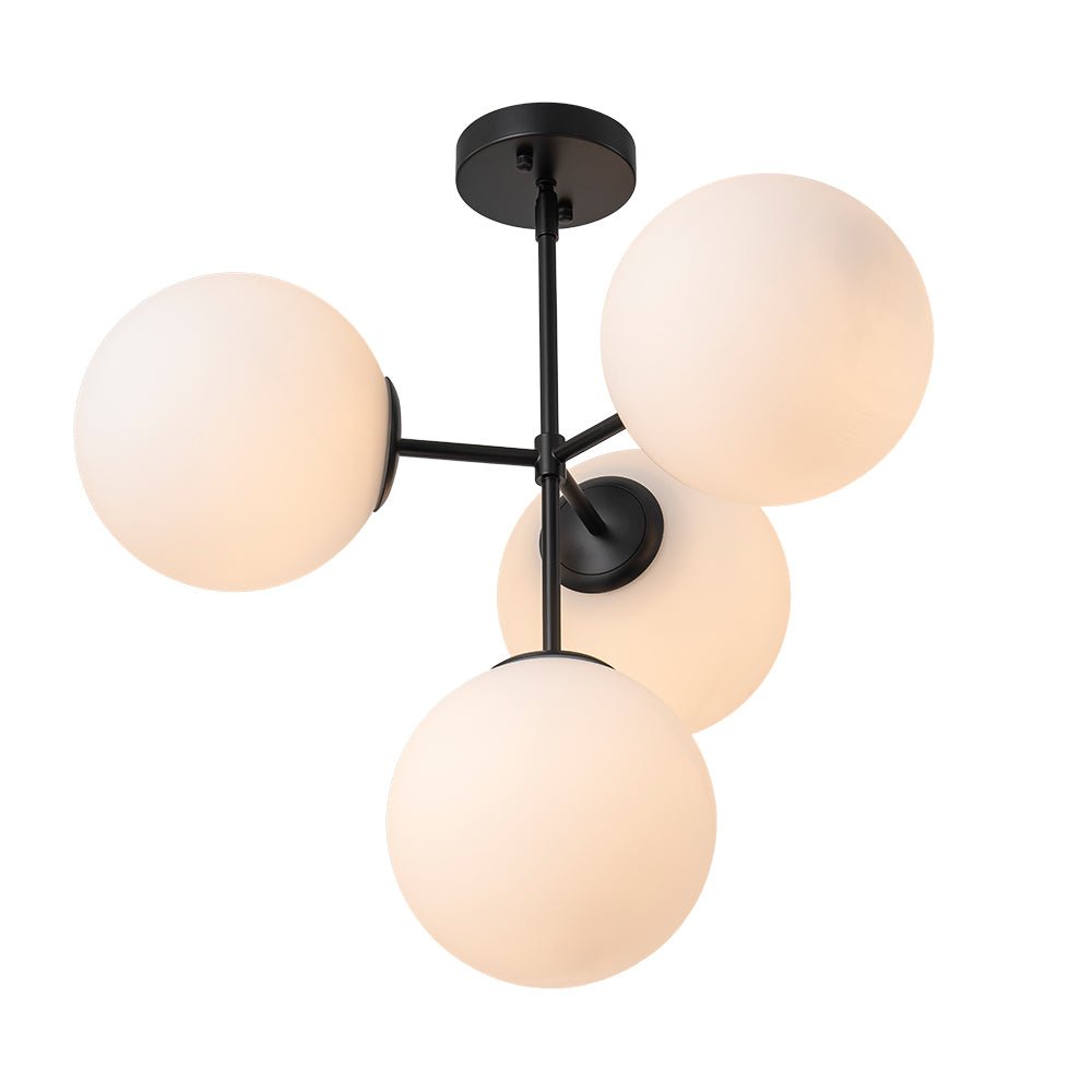 Astria Minimalist Opal Glass Semi Flush Chandelier - Lamp Copper