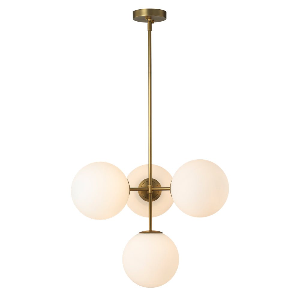 Astria Minimalist Opal Glass Semi Flush Chandelier - Lamp Copper