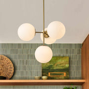 Astria Minimalist Opal Glass Semi Flush Chandelier - Lamp Copper