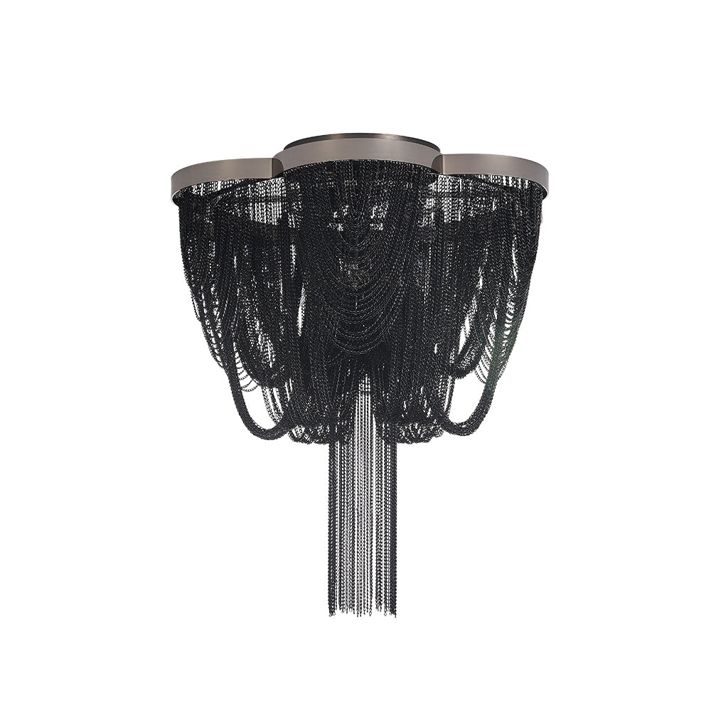 Plotuva Metal Empire Chain Tassel Flush Mount Ceiling Light - Lamp Copper