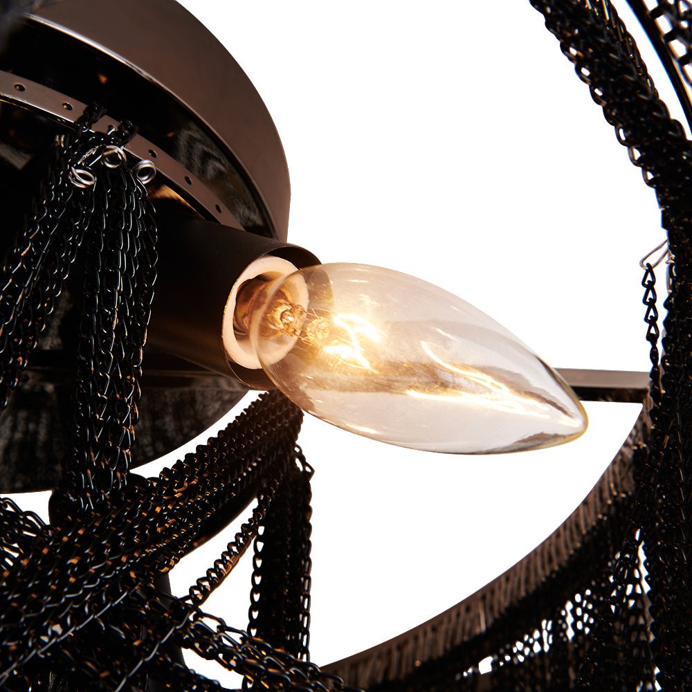 Plotuva Metal Empire Chain Tassel Flush Mount Ceiling Light - Lamp Copper
