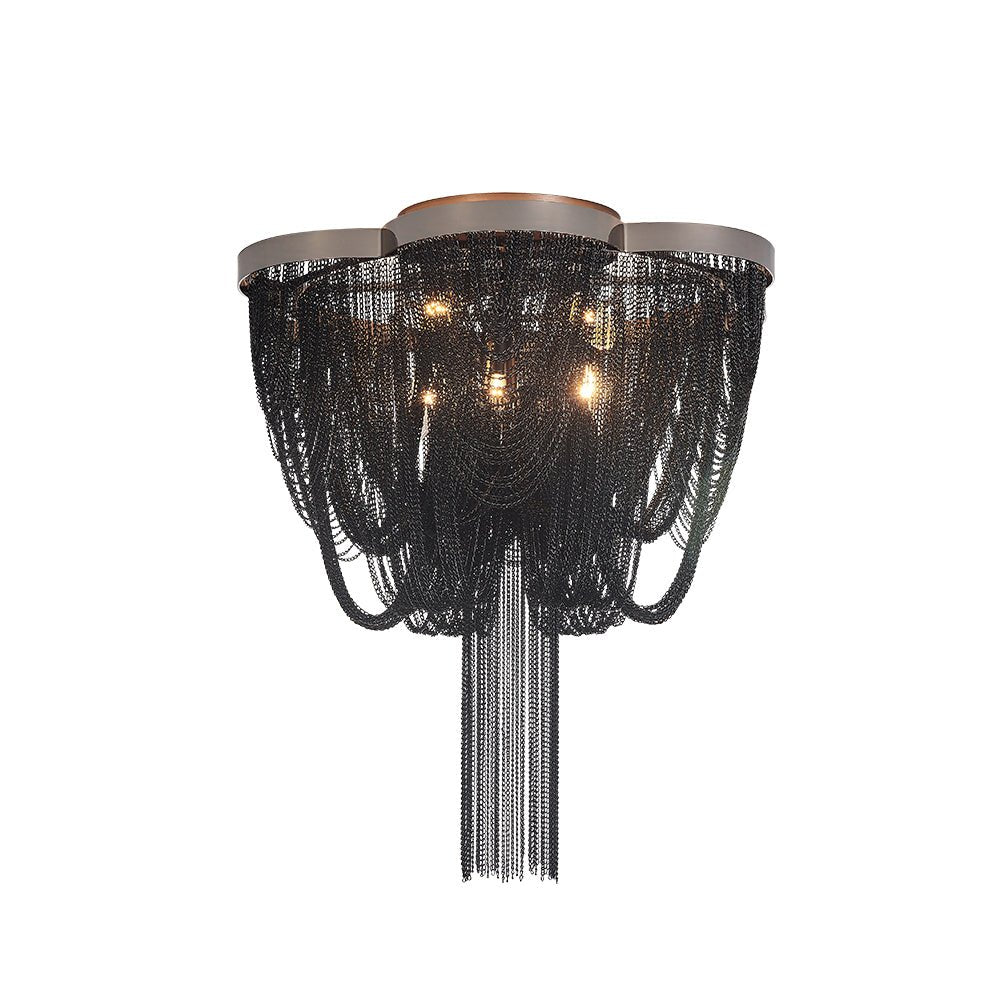 Plotuva Metal Empire Chain Tassel Flush Mount Ceiling Light - Lamp Copper