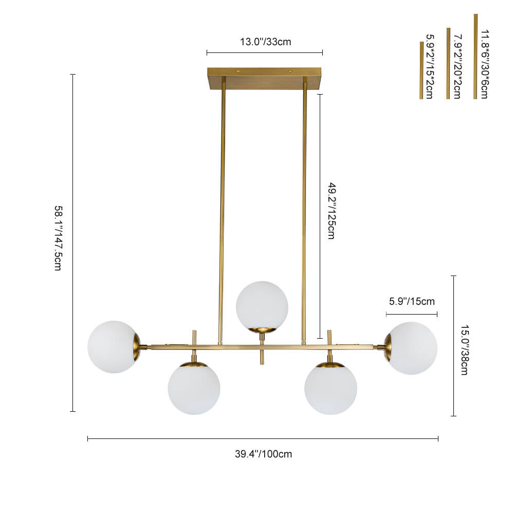 Alvno Linear Glass Chandelier - Lamp Copper