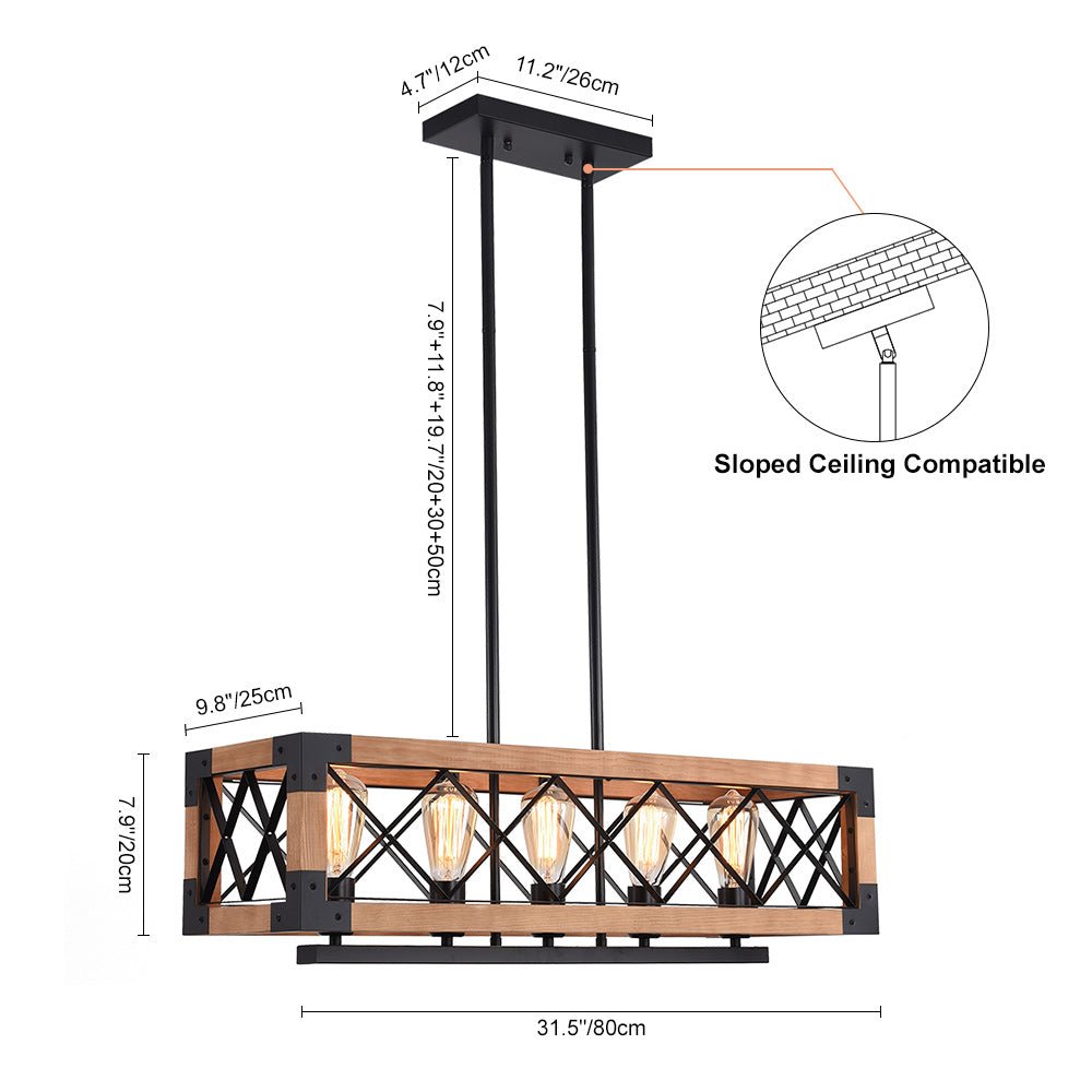 Astora Modern Metal Wood Chandelier - Lamp Copper