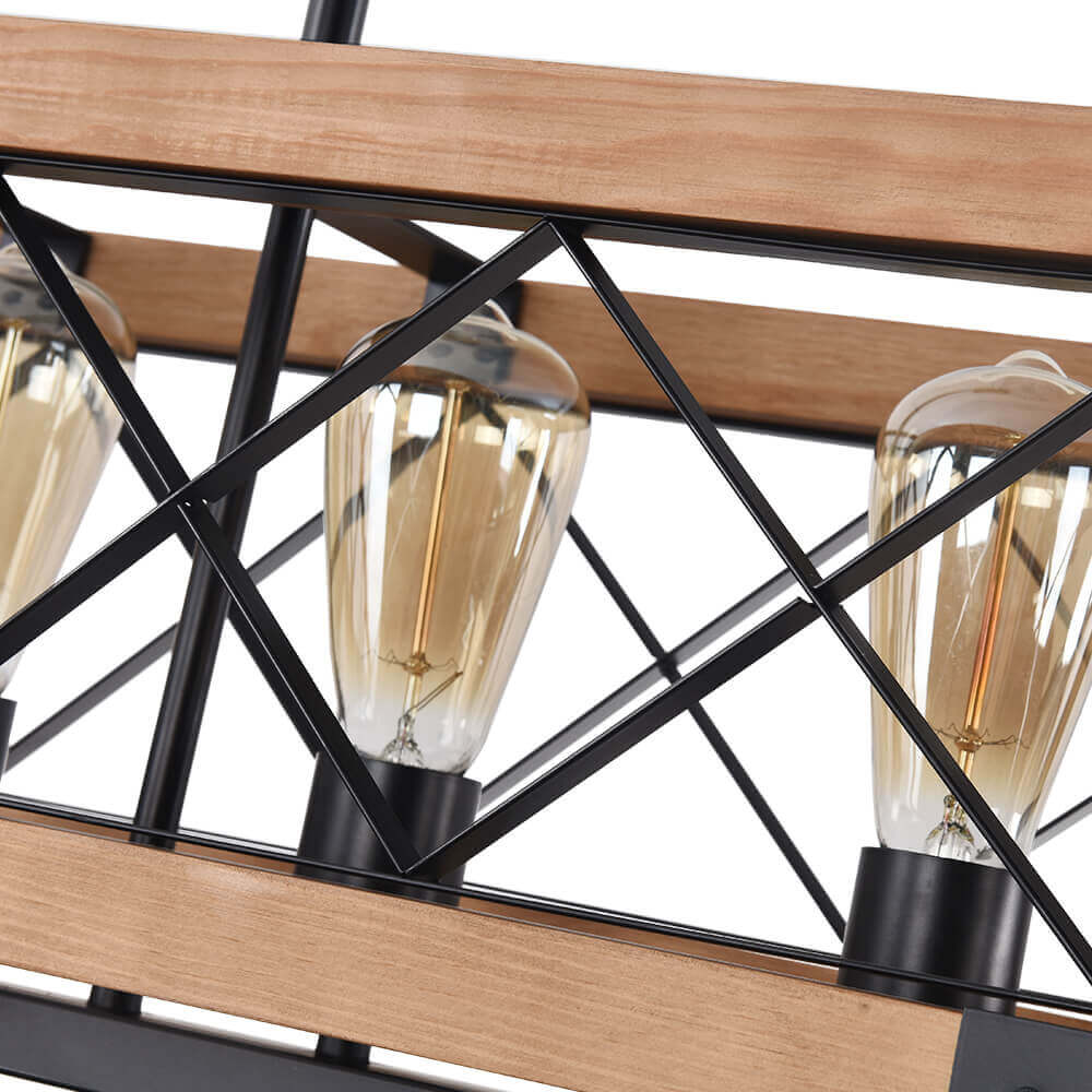 Astora Modern Metal Wood Chandelier - Lamp Copper