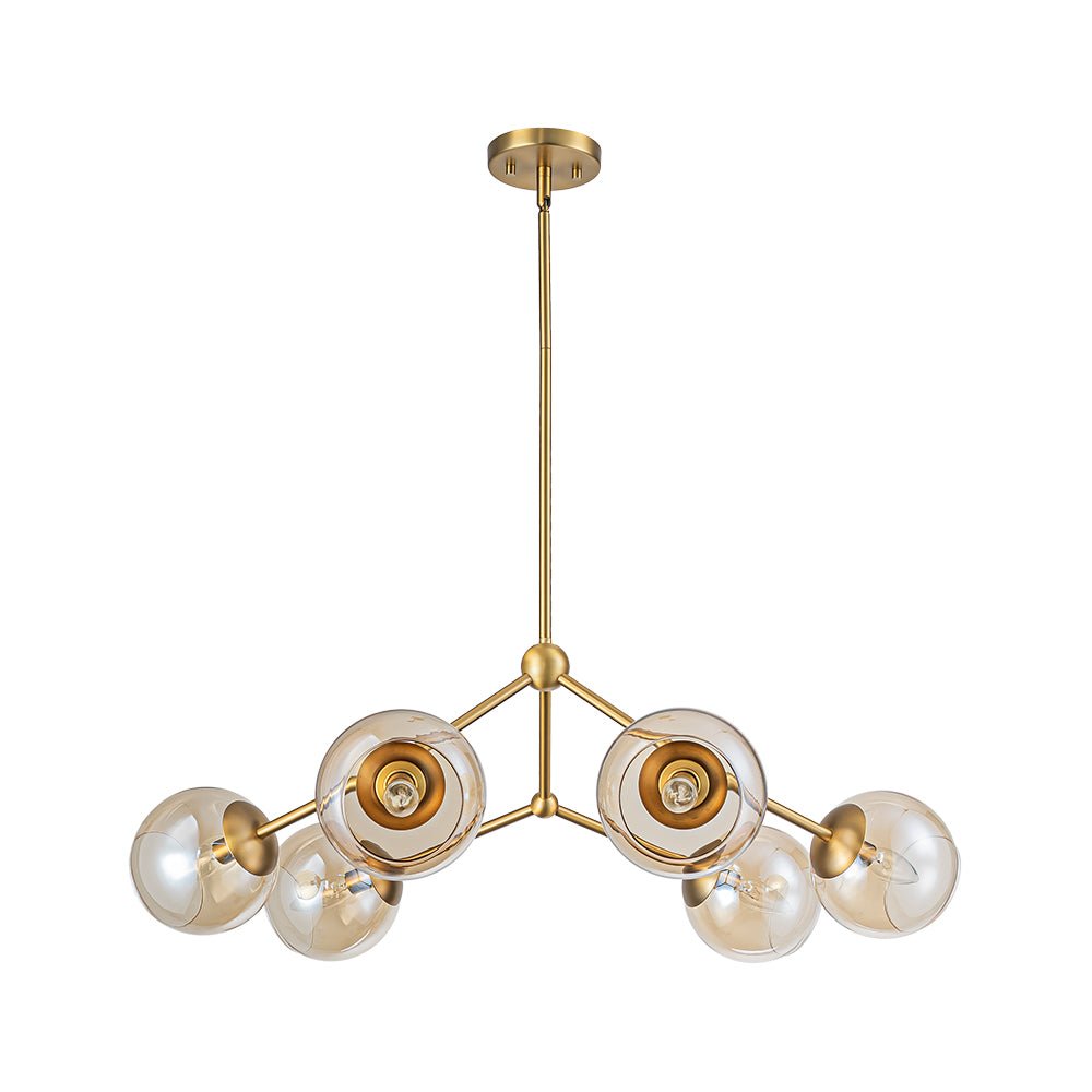 Eirikuvum Globe Branch Sputnik Amber Glass Chandelier - Lamp Copper