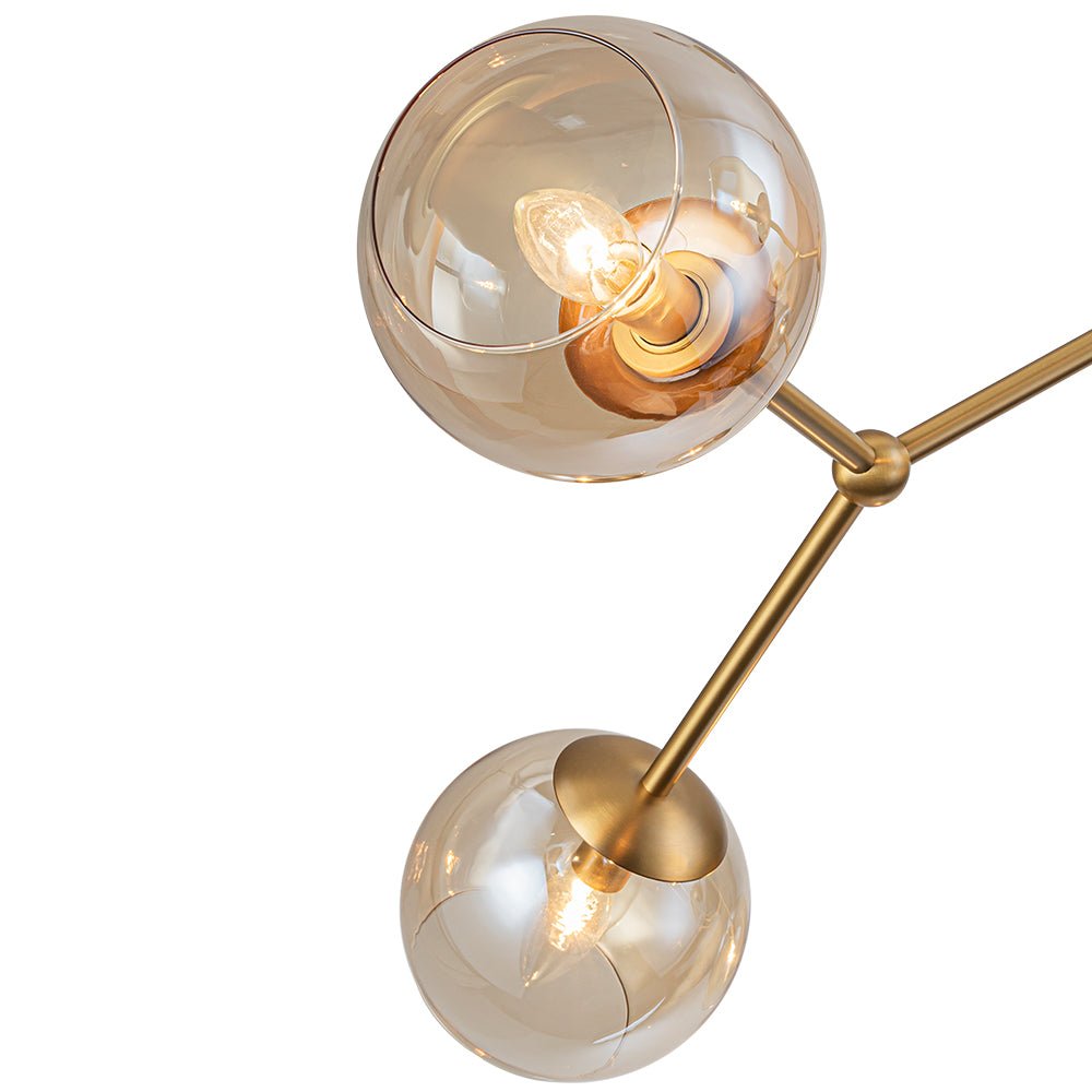 Eirikuvum Globe Branch Sputnik Amber Glass Chandelier - Lamp Copper
