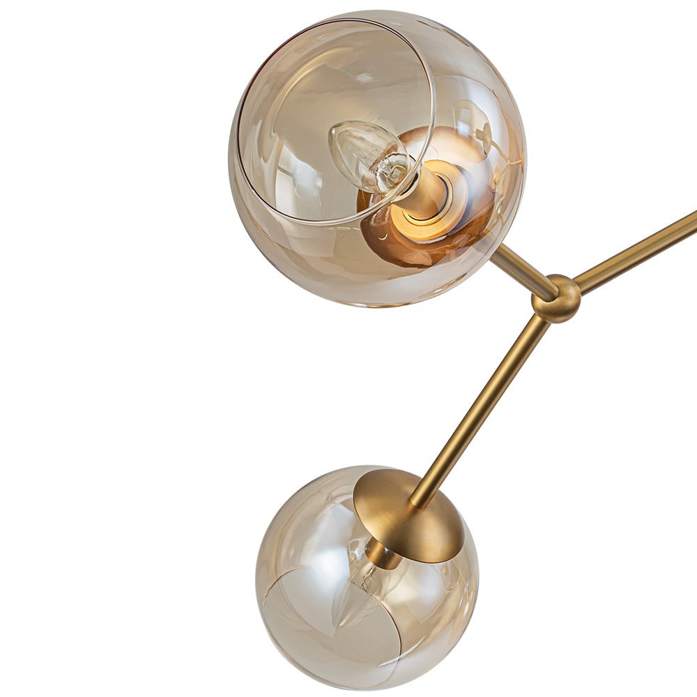 Eirikuvum Globe Branch Sputnik Amber Glass Chandelier - Lamp Copper