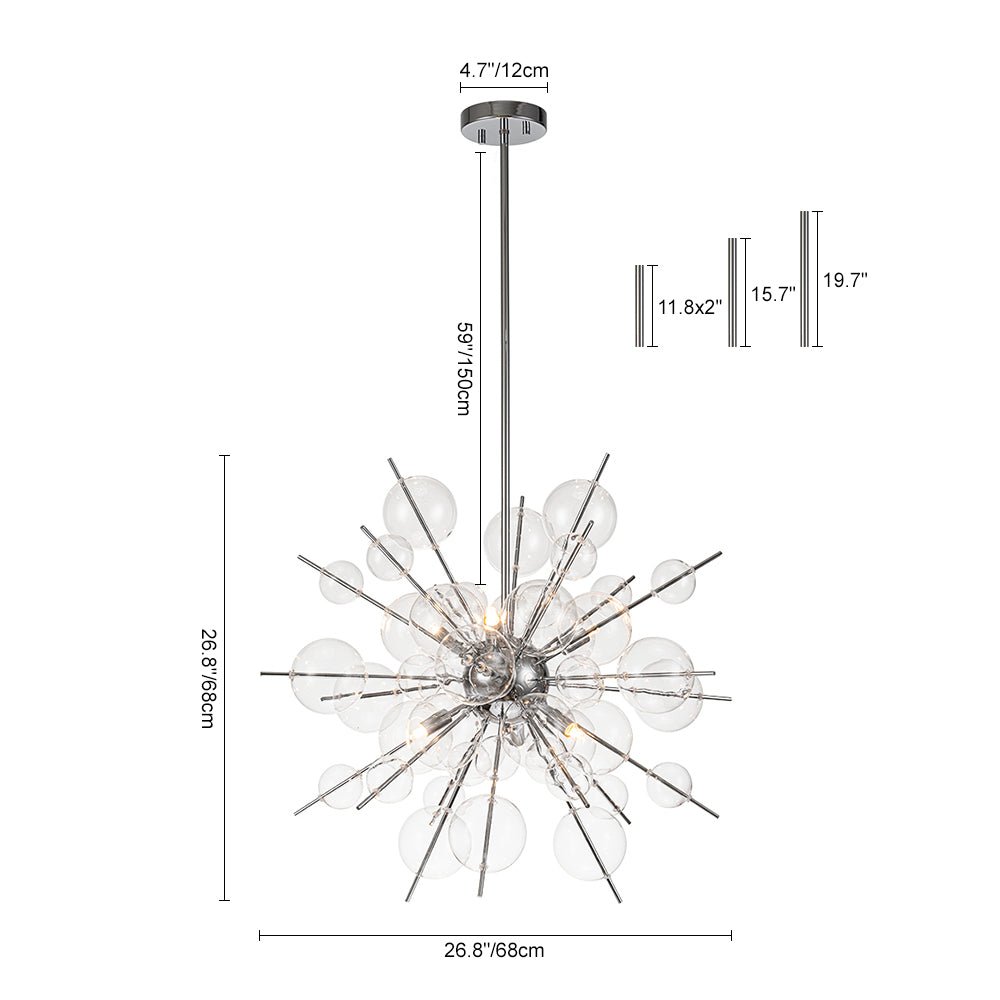 Mjolkunix Globe Bubble Sputnik Sunburst Glass Chandelier - Lamp Copper