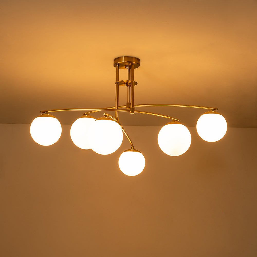 Sifuvix Milky Globe Linear Sputnik Glass Ceiling Light - Lamp Copper