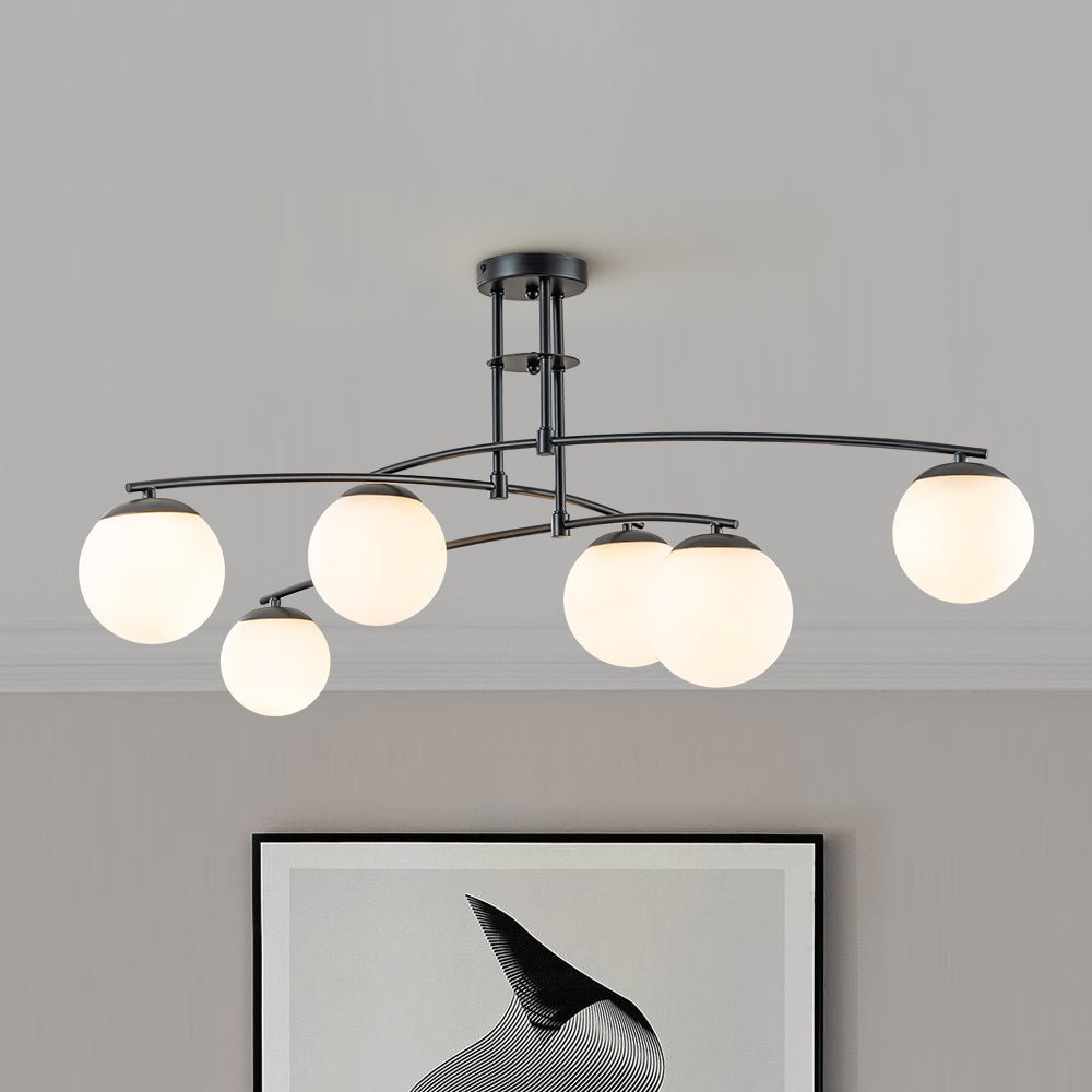 Sifuvix Milky Globe Linear Sputnik Glass Ceiling Light - Lamp Copper
