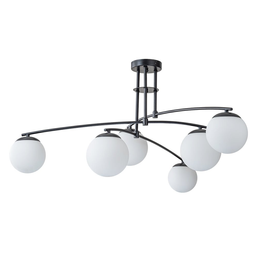 Sifuvix Milky Globe Linear Sputnik Glass Ceiling Light - Lamp Copper