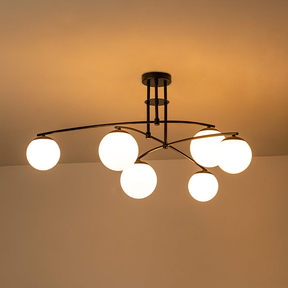 Sifuvix Milky Globe Linear Sputnik Glass Ceiling Light - Lamp Copper
