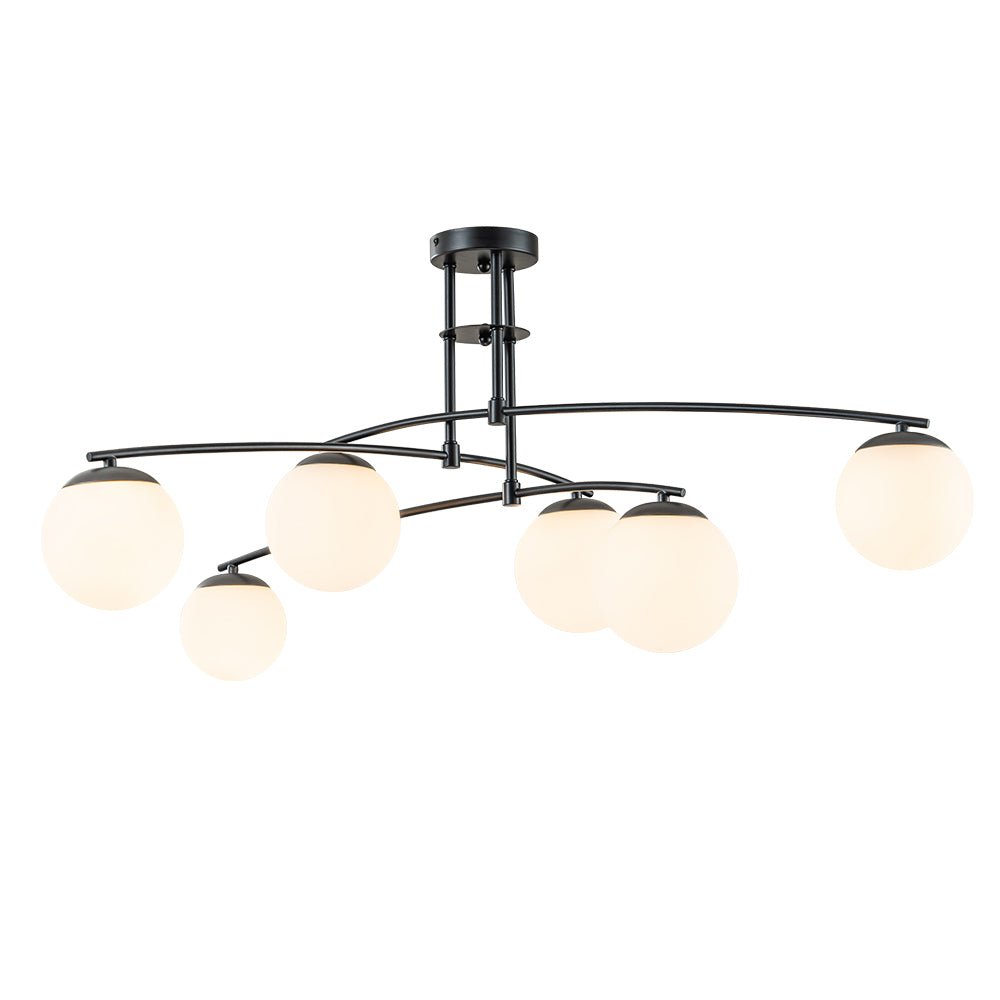 Sifuvix Milky Globe Linear Sputnik Glass Ceiling Light - Lamp Copper