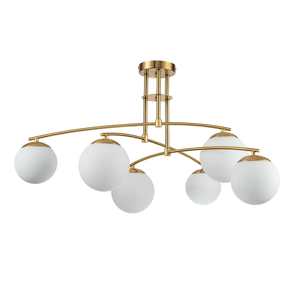 Sifuvix Milky Globe Linear Sputnik Glass Ceiling Light - Lamp Copper