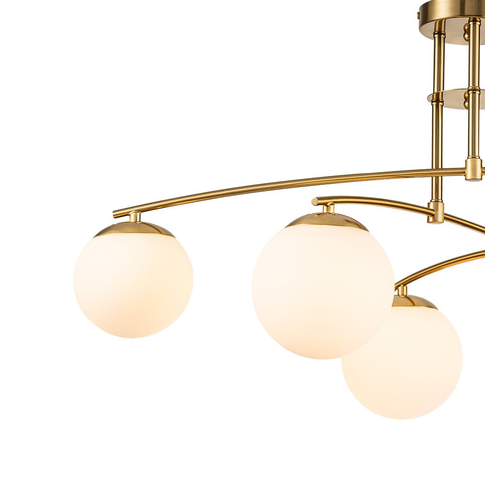 Sifuvix Milky Globe Linear Sputnik Glass Ceiling Light - Lamp Copper