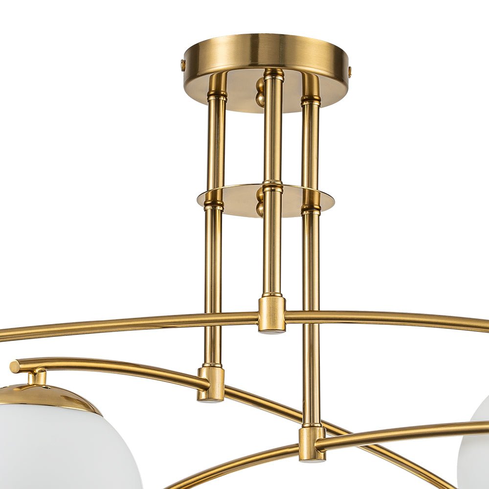 Sifuvix Milky Globe Linear Sputnik Glass Ceiling Light - Lamp Copper