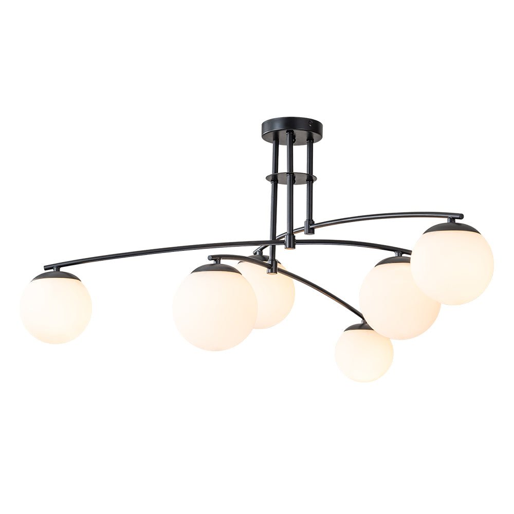 Sifuvix Milky Globe Linear Sputnik Glass Ceiling Light - Lamp Copper