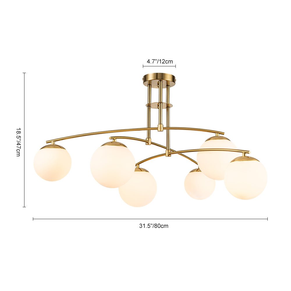 Sifuvix Milky Globe Linear Sputnik Glass Ceiling Light - Lamp Copper