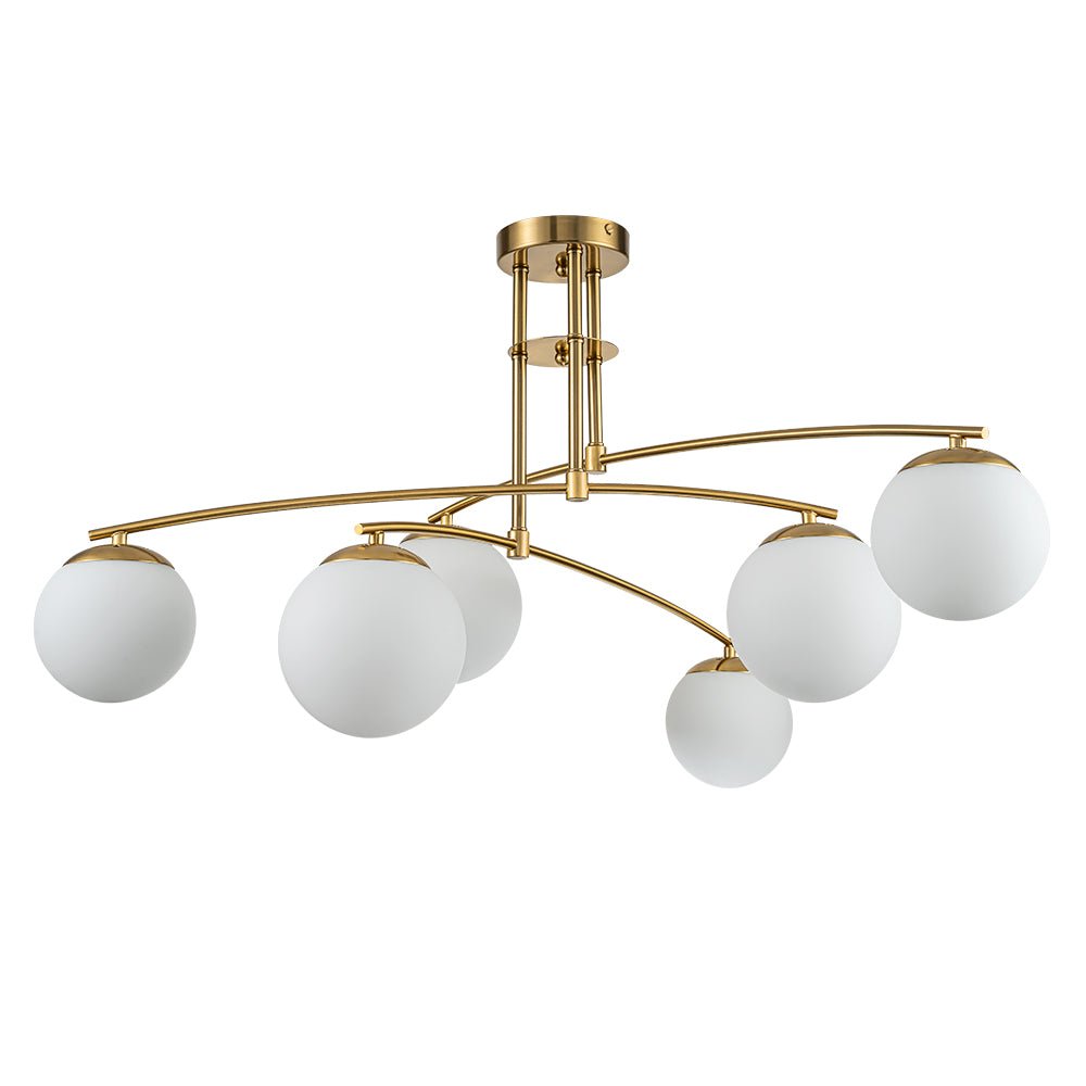Sifuvix Milky Globe Linear Sputnik Glass Ceiling Light - Lamp Copper