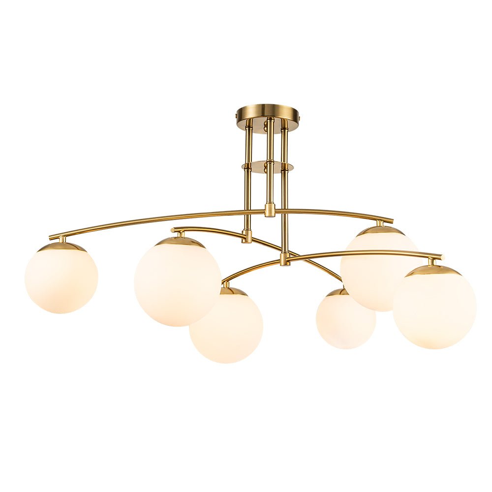 Sifuvix Milky Globe Linear Sputnik Glass Ceiling Light - Lamp Copper