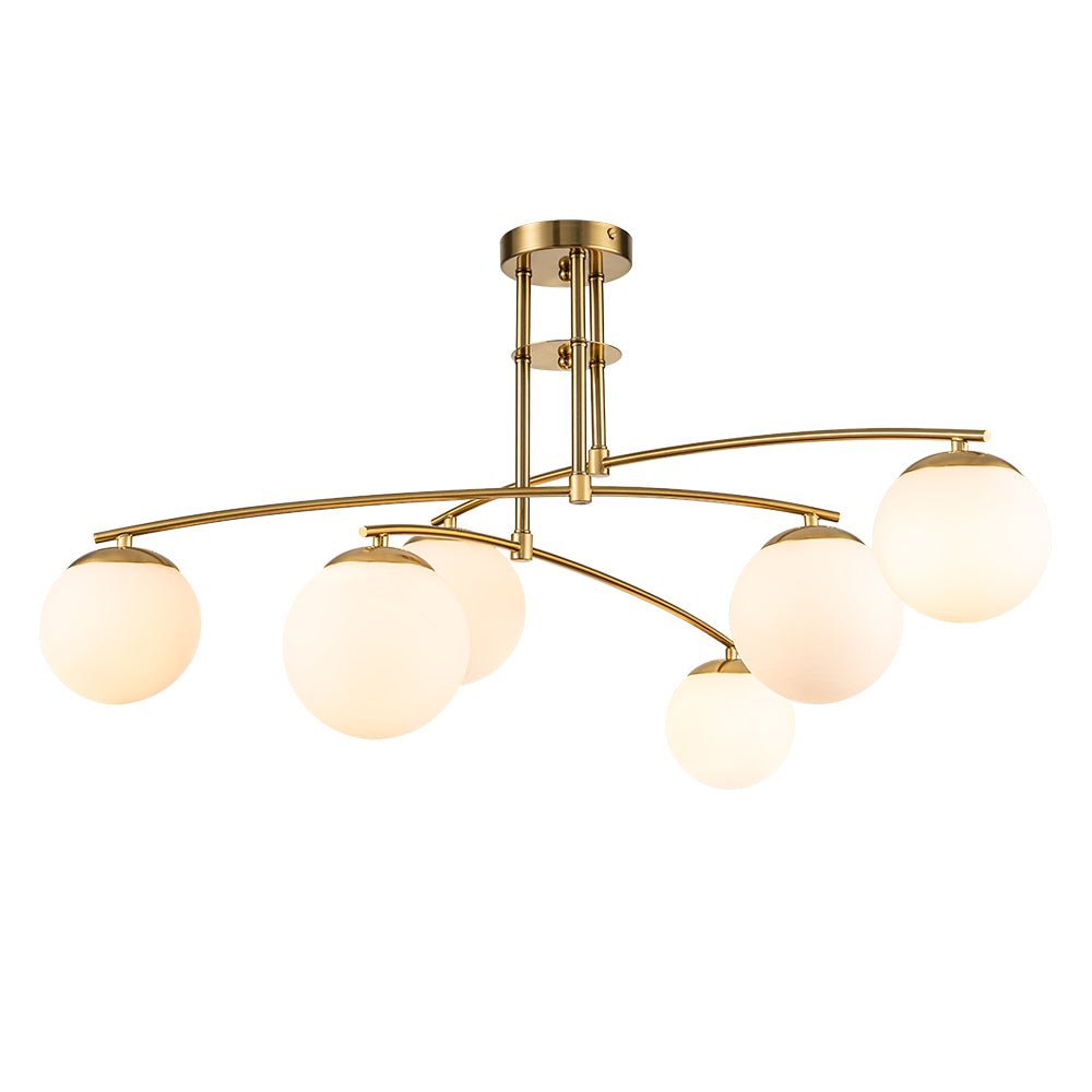 Sifuvix Milky Globe Linear Sputnik Glass Ceiling Light - Lamp Copper