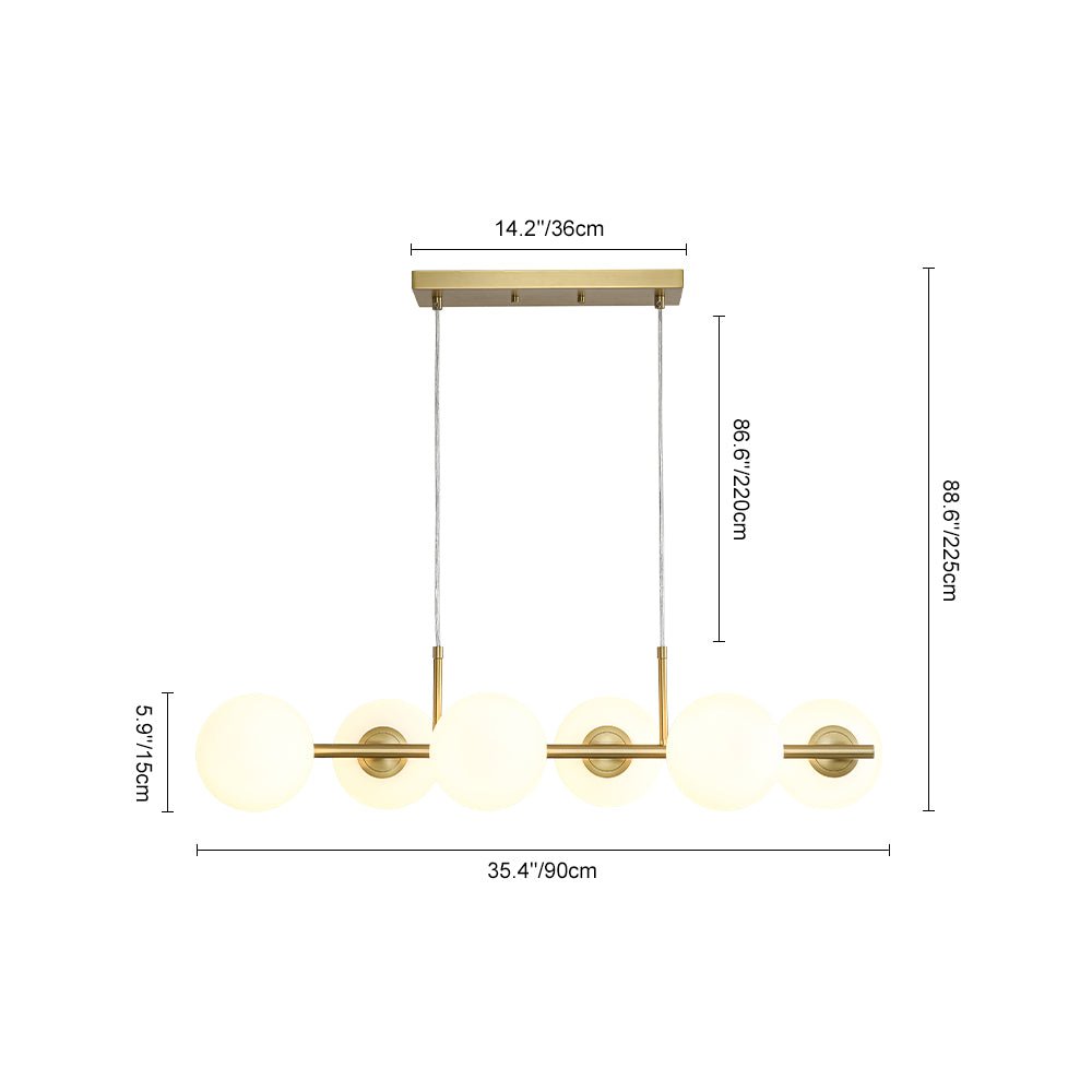 Fljotulix Linear Opal Glass Chandelier - Lamp Copper