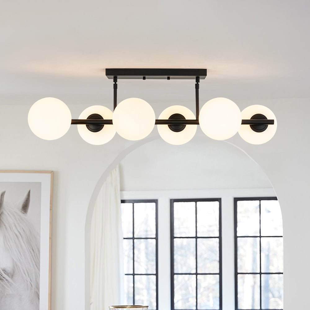 Fljotulix Linear Opal Glass Chandelier - Lamp Copper