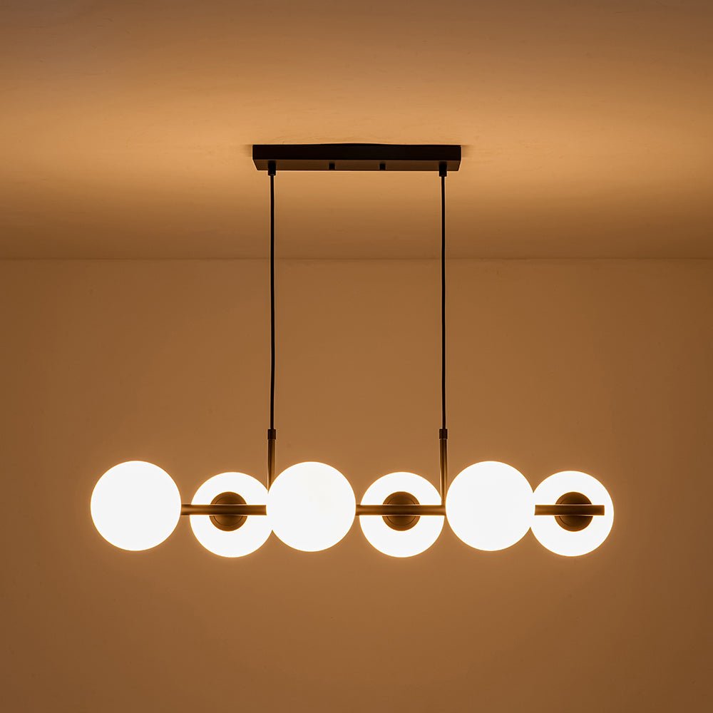 Fljotulix Linear Opal Glass Chandelier - Lamp Copper