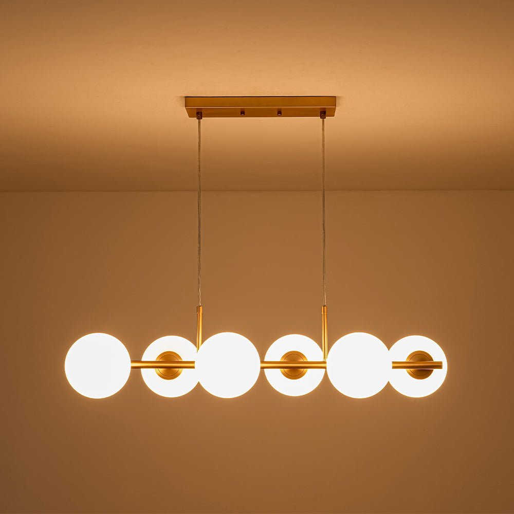 Fljotulix Linear Opal Glass Chandelier - Lamp Copper