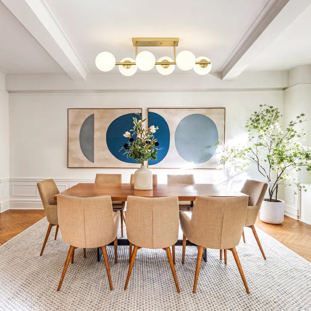 Fljotulix Linear Opal Glass Chandelier - Lamp Copper