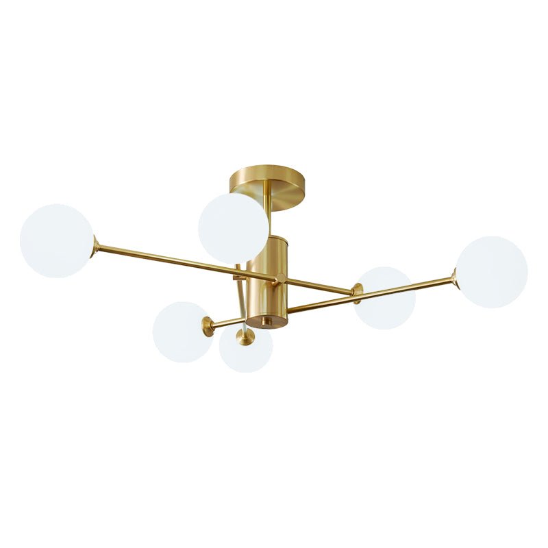 Odin Modern Linear Sputnik Glass Semi Flush Ceiling Light - Lamp Copper