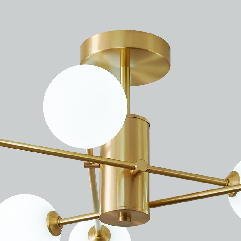 Odin Modern Linear Sputnik Glass Semi Flush Ceiling Light - Lamp Copper
