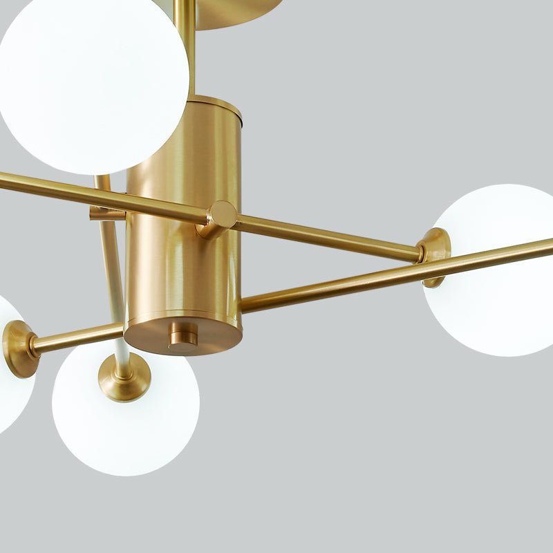 Odin Modern Linear Sputnik Glass Semi Flush Ceiling Light - Lamp Copper