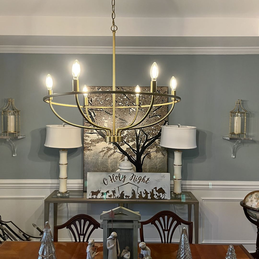 Alving Industrial Candle Style Metal Chandelier - Lamp Copper