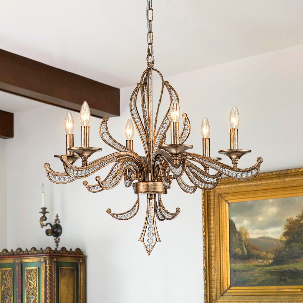 Ossian Vintage Candle Style Metal Chandelier - Lamp Copper