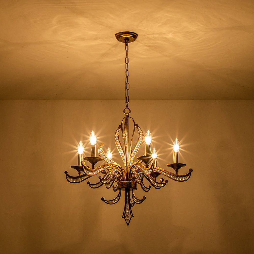Ossian Vintage Candle Style Metal Chandelier - Lamp Copper