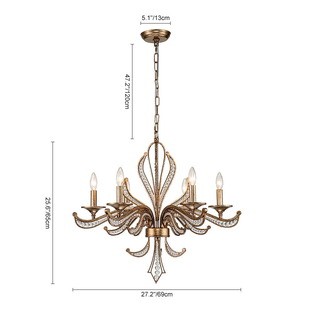 Ossian Vintage Candle Style Metal Chandelier - Lamp Copper